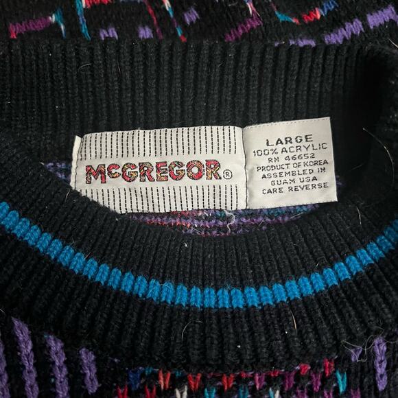 McGregor Men's Geometric Vintage Sweater Size Large 100% Acrylic Crewneck - Picture 7 of 7